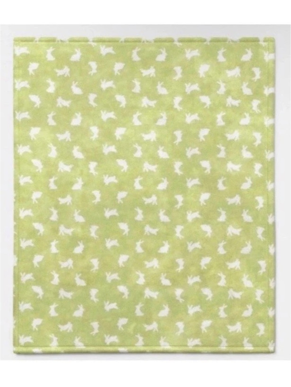 Room Essentials Plush Bunny Printed Throw Blanket Green & White